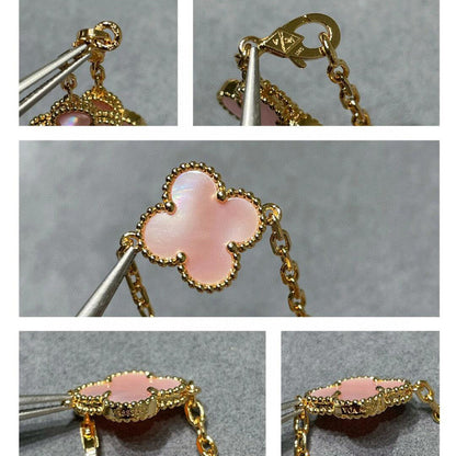 [Echo Fine ]CLOVER 10 MOTIFS PINK MOP NECKLACE