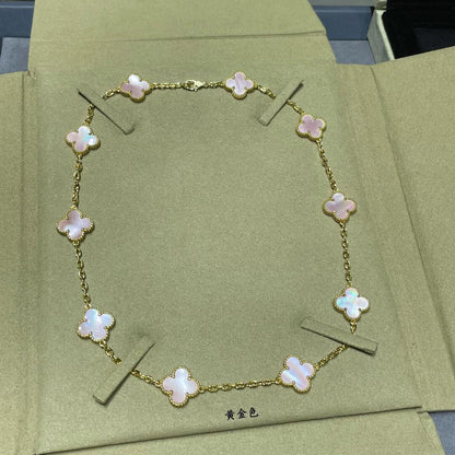 [Echo Fine ]CLOVER 10 MOTIFS PINK MOP NECKLACE