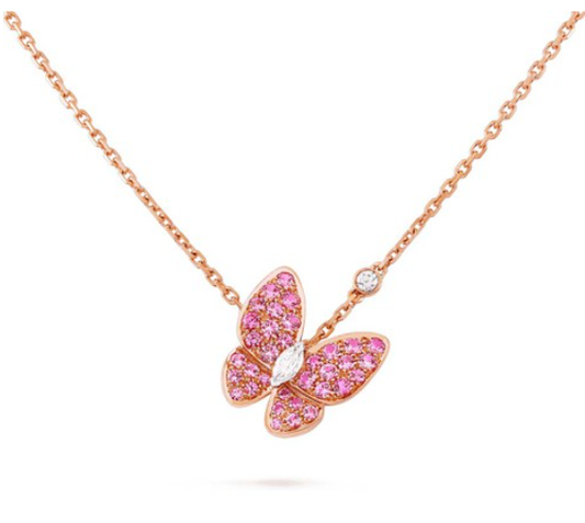 [Echo Fine ]BUTTERFLY RED DIAMOND ROSE GOLD NECKLACE