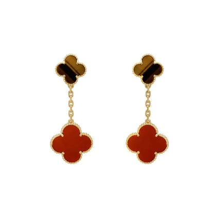 [Echo Fine ]CLOVER  2 MOTIF  TIGER EYE CARNELIAN EARRINGS
