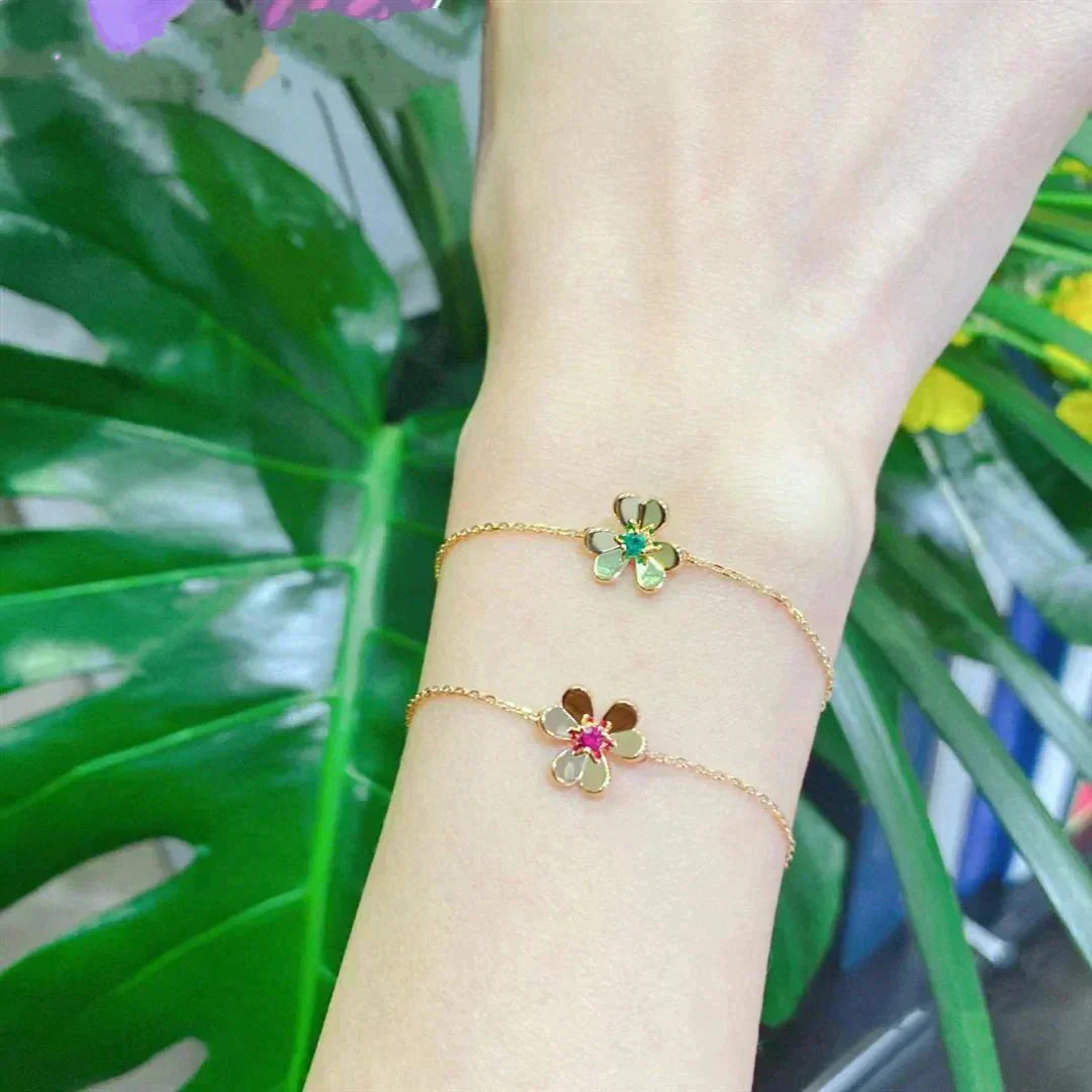 [Echo Fine ]FRIVOLE GOLD FLOWER PINK MALACHITE BRACELET
