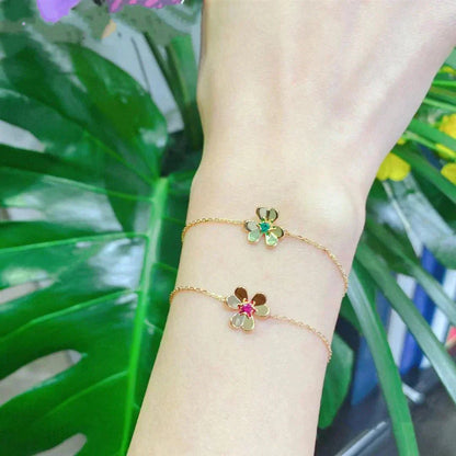 [Echo Fine ]FRIVOLE GOLD FLOWER PINK MALACHITE BRACELET