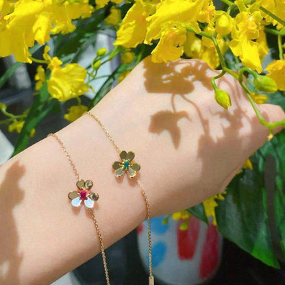 [Echo Fine ]FRIVOLE GOLD FLOWER PINK MALACHITE BRACELET