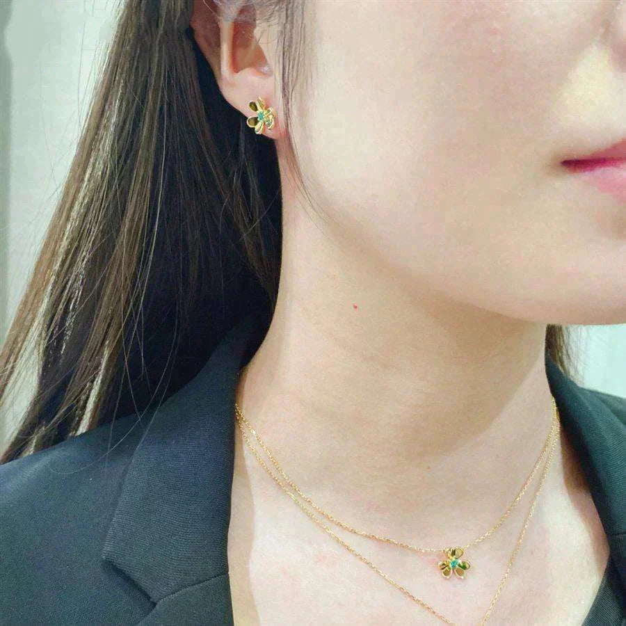 [Echo Fine ]FRIVOLE  FLOWER MALACHITE EARRINGS