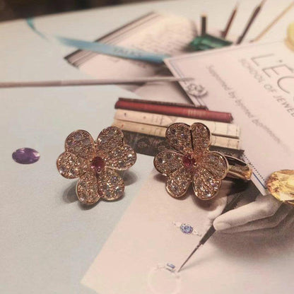 [Echo Fine ]FRIVOLE PINK GOLD FLOWER DIAMOND EARRINGS
