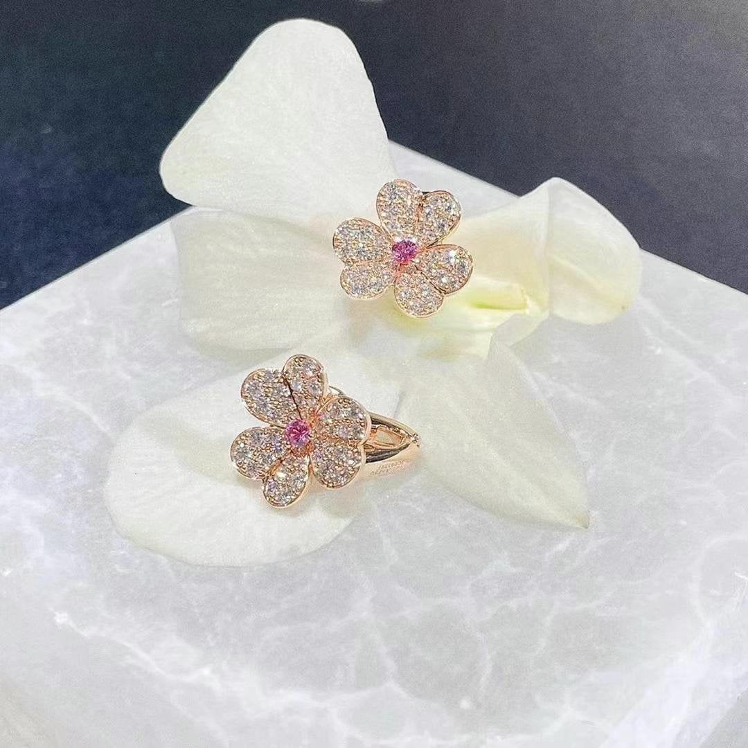 [Echo Fine ]FRIVOLE PINK GOLD FLOWER DIAMOND EARRINGS