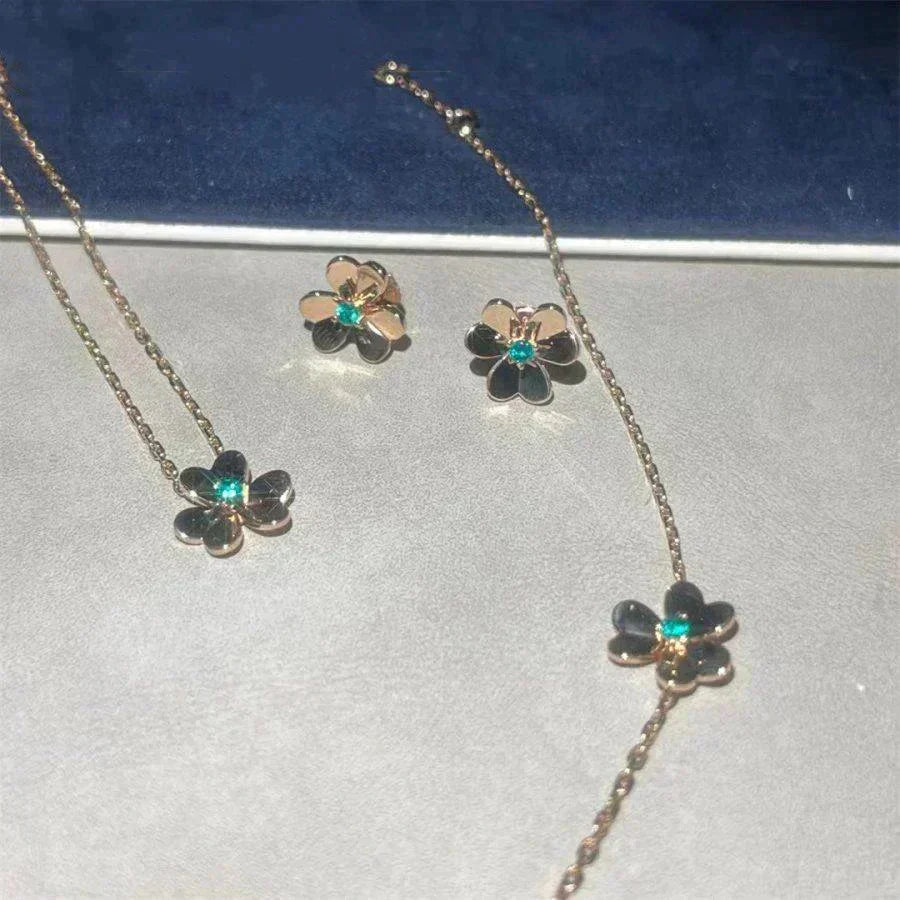 [Echo Fine ]FRIVOLE  FLOWER MALACHITE EARRINGS