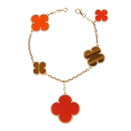 [Echo Fine ]CLOVER BRACELET 5 MOTIFS CARNELIAN TIGER EYE
