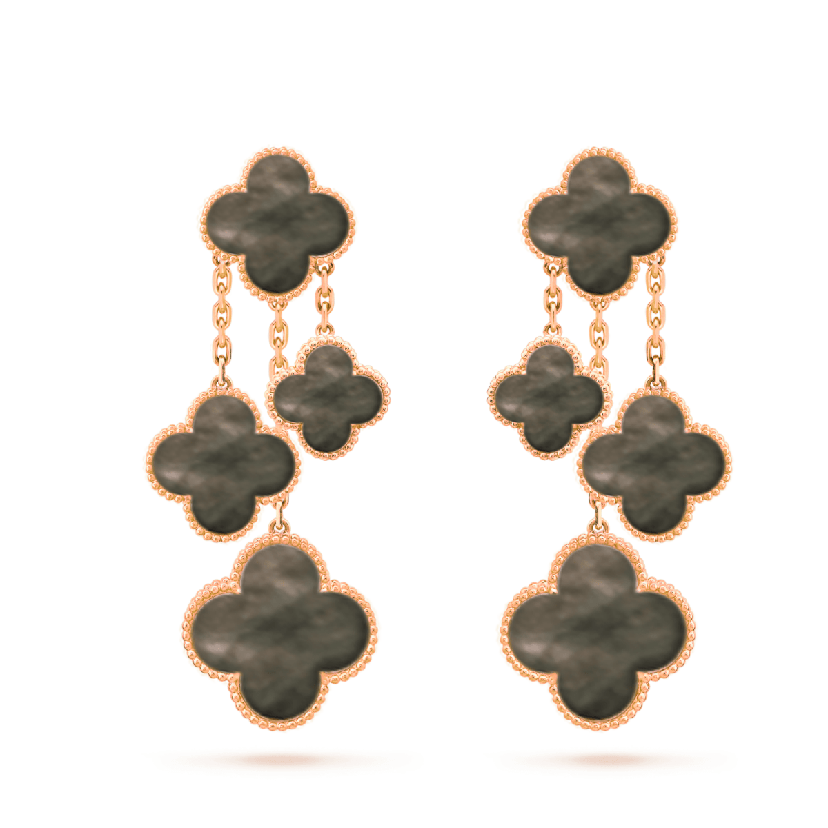[Echo Fine ]CLOVER EARRINGS DARK MOP 4 MOTIFS ROSE GOLD