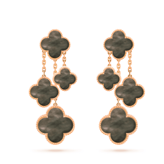[Echo Fine ]CLOVER EARRINGS DARK MOP 4 MOTIFS ROSE GOLD
