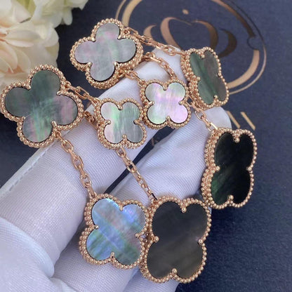 [Echo Fine ]CLOVER EARRINGS DARK MOP 4 MOTIFS ROSE GOLD