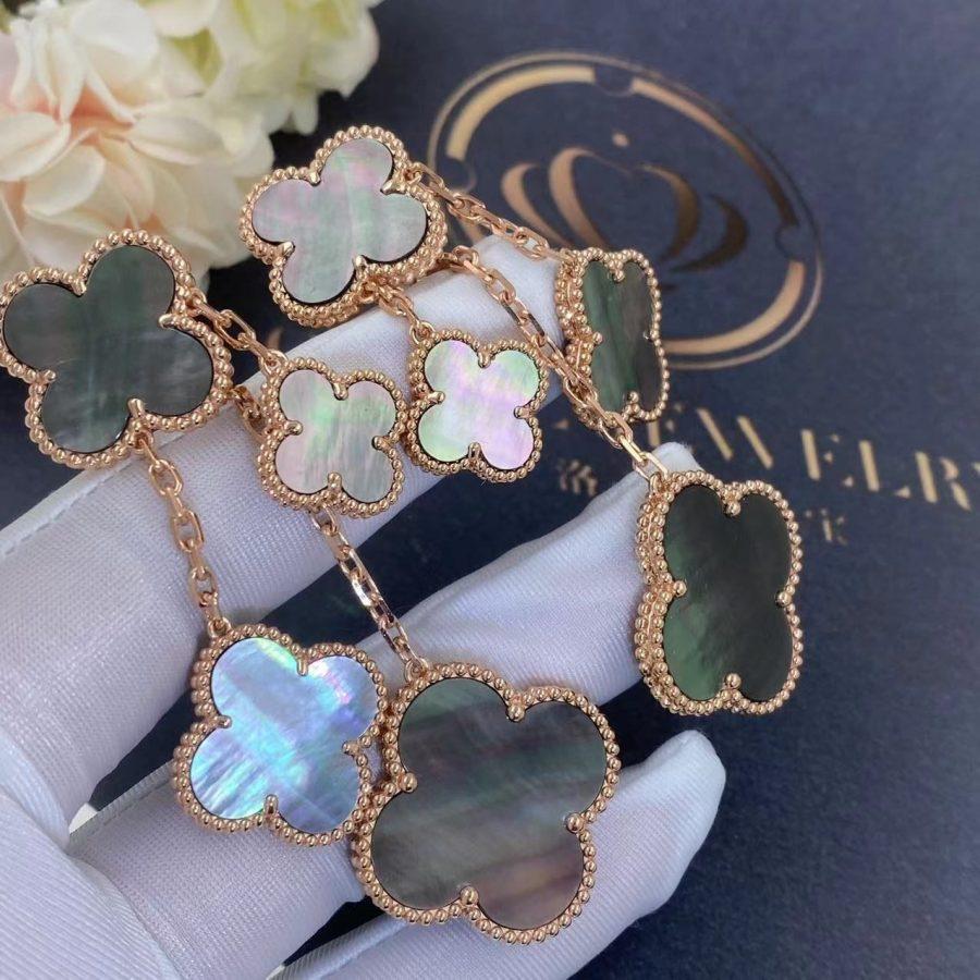 [Echo Fine ]CLOVER EARRINGS DARK MOP 4 MOTIFS ROSE GOLD