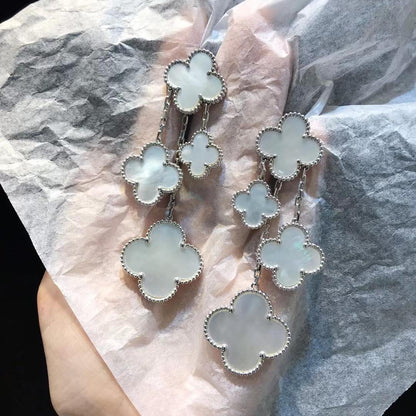 [Echo Fine ]CLOVER EARRINGS WHITE MOP 4 MOTIFS SILVER