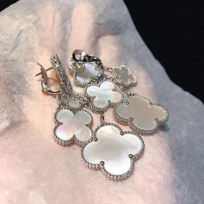 [Echo Fine ]CLOVER EARRINGS WHITE MOP 4 MOTIFS SILVER