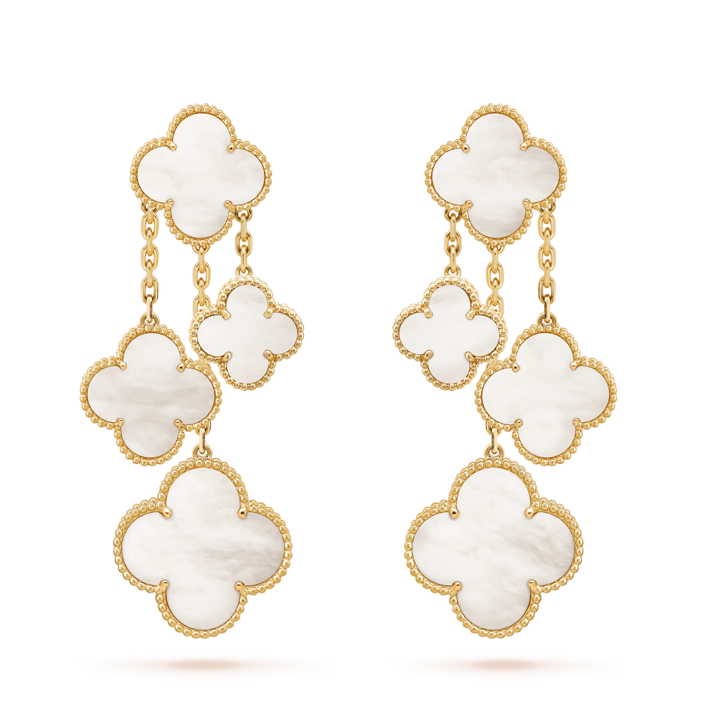 [Echo Fine ]CLOVER EARRINGS WHITE MOP 4 MOTIFS GOLD