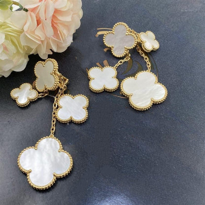 [Echo Fine ]CLOVER EARRINGS WHITE MOP 4 MOTIFS GOLD