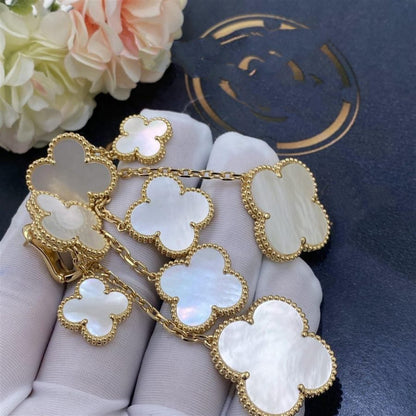 [Echo Fine ]CLOVER EARRINGS WHITE MOP 4 MOTIFS GOLD