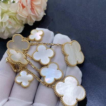 [Echo Fine ]CLOVER EARRINGS WHITE MOP 4 MOTIFS GOLD