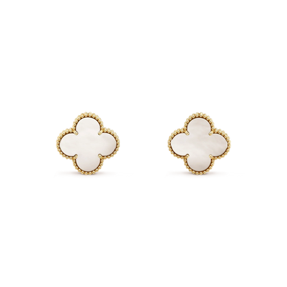 [Echo Fine ]CLOVER MEDIUM 1 MOTIFS  WHITE MOP STUD EARRINGS