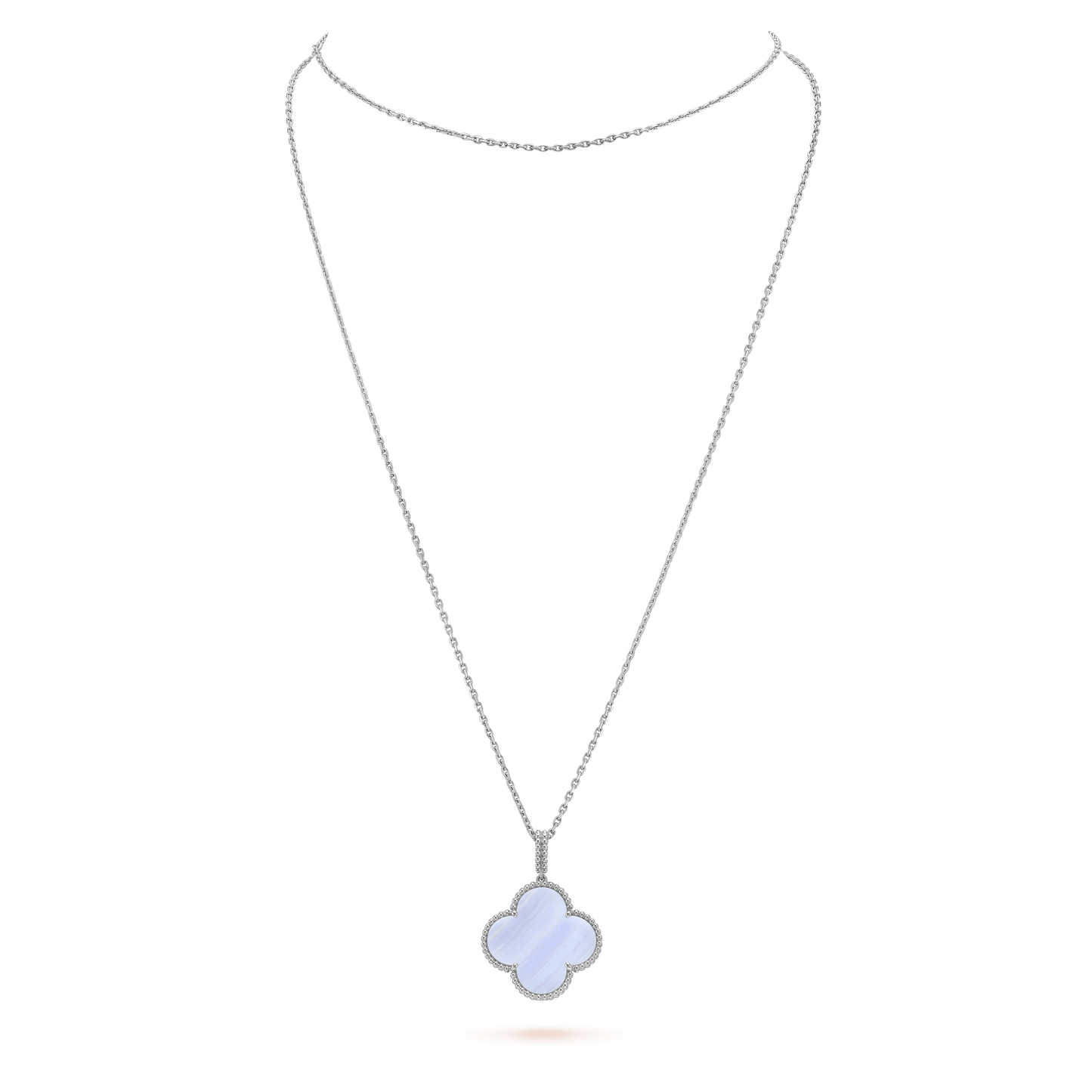 [Echo Fine ]CLOVER SILVER CHALCEDONY BIG CLOVER NECKLACE