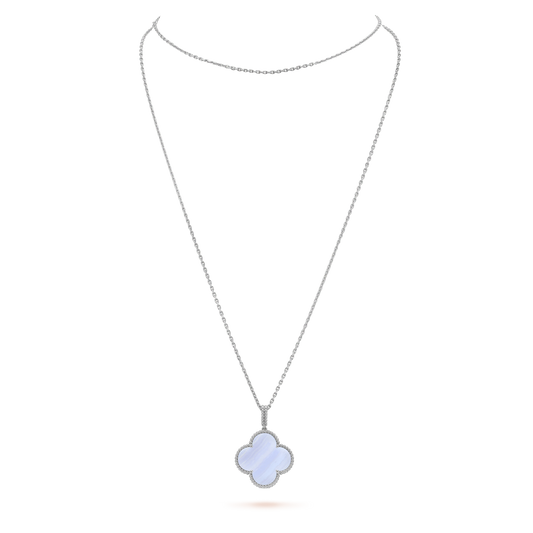 [Echo Fine ]CLOVER SILVER CHALCEDONY BIG CLOVER NECKLACE