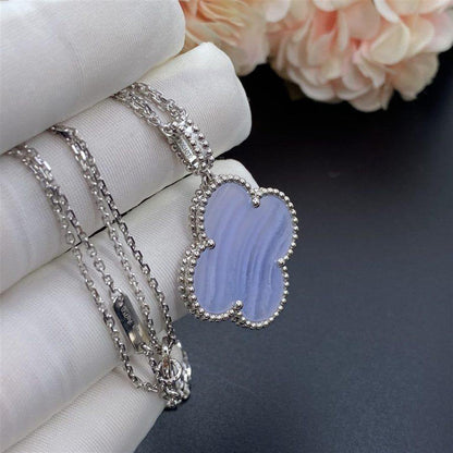 [Echo Fine ]CLOVER SILVER CHALCEDONY BIG CLOVER NECKLACE