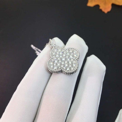 [Echo Fine ]CLOVER 25MM SILVER FULL DIAMOND BIG CLOVER NECKLACE