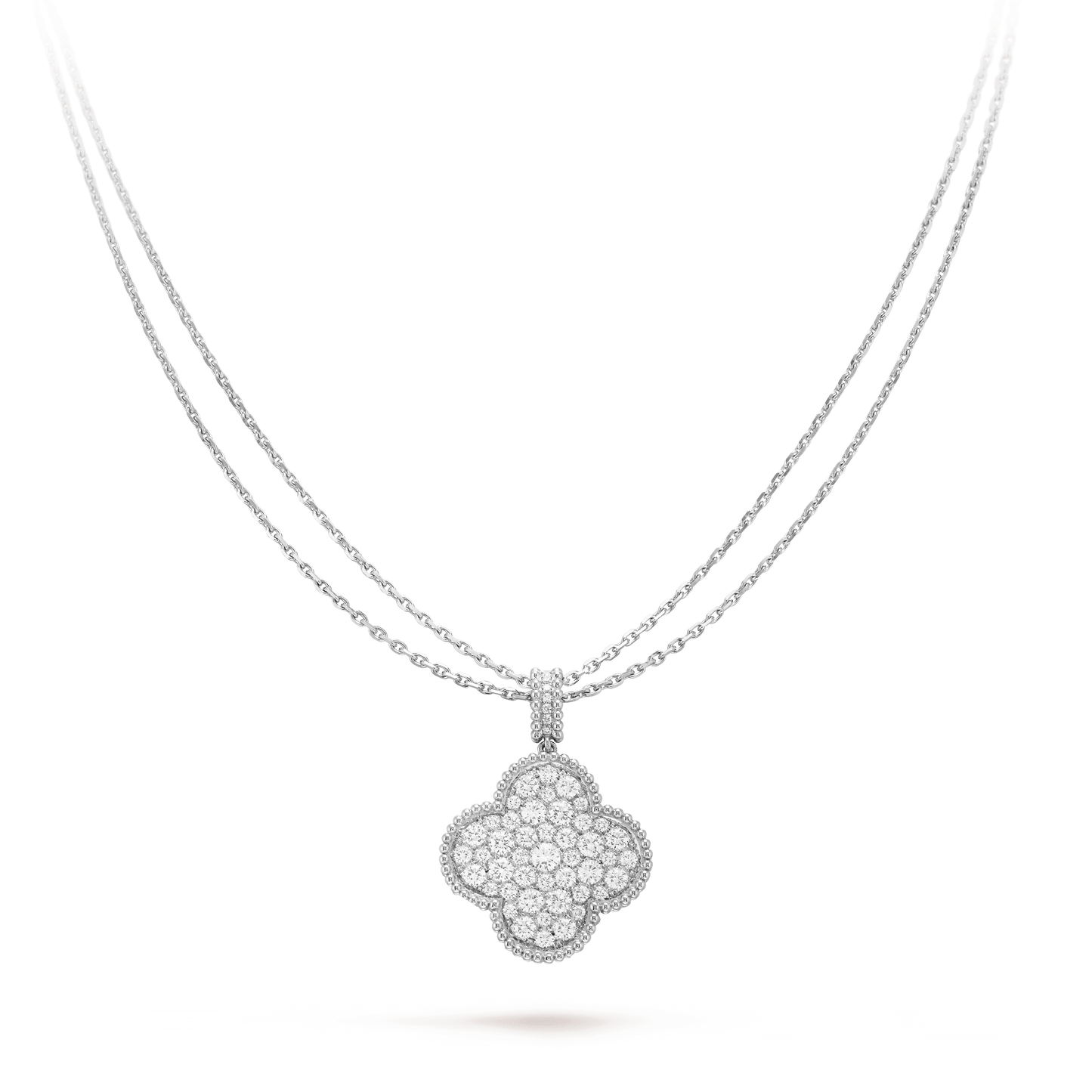 [Echo Fine ]CLOVER 25MM SILVER FULL DIAMOND BIG CLOVER NECKLACE