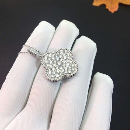 [Echo Fine ]CLOVER 25MM SILVER FULL DIAMOND BIG CLOVER NECKLACE
