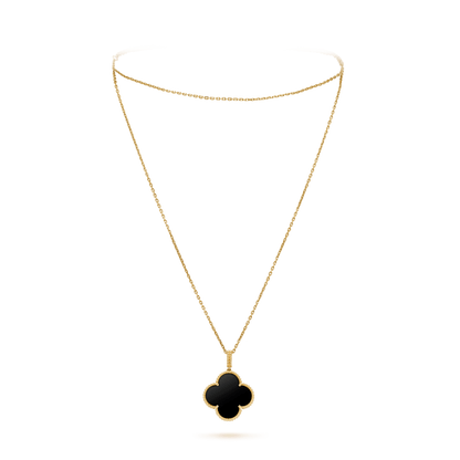[Echo Fine ]CLOVER 25MM GOLD ONYX BIG CLOVER NECKLACE