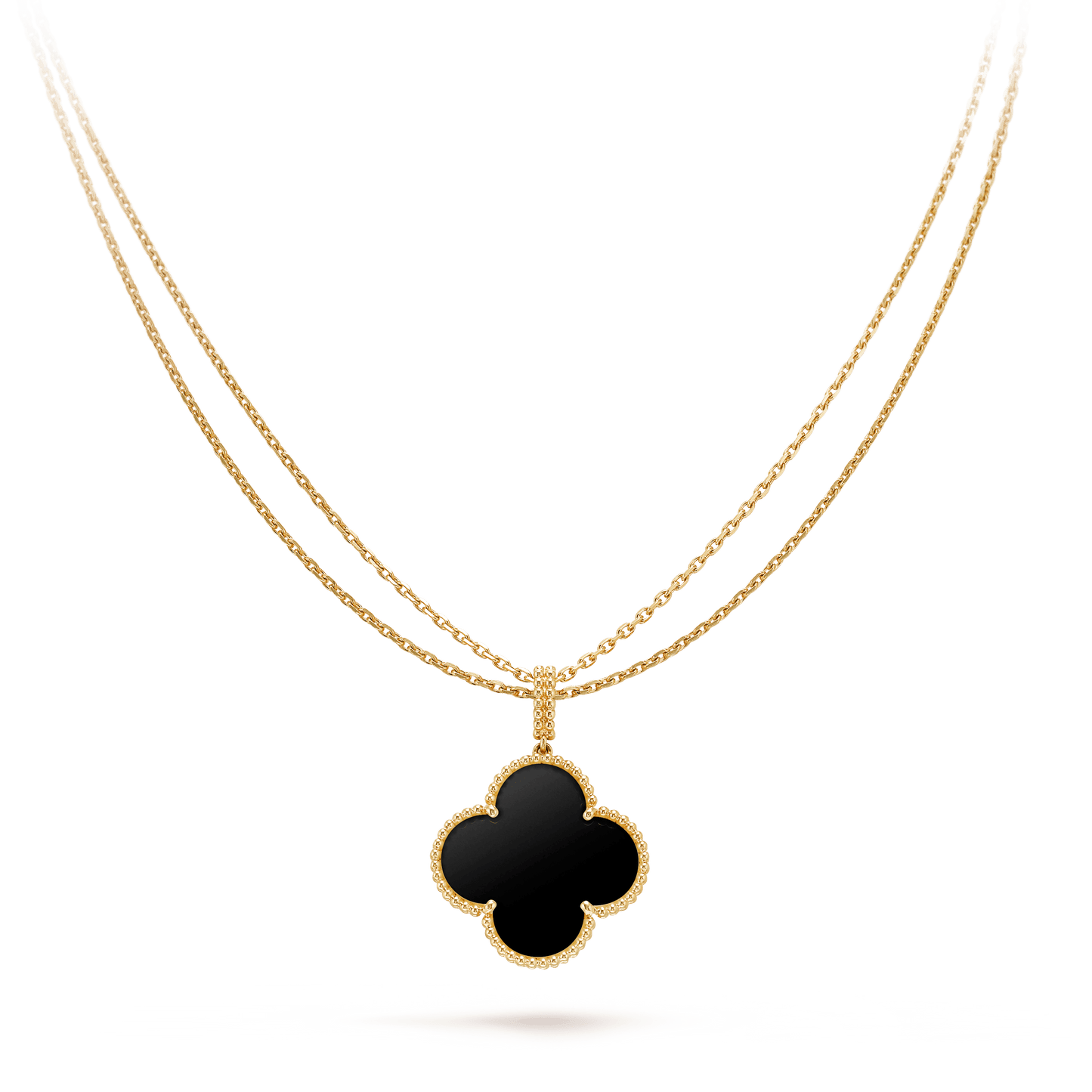 [Echo Fine ]CLOVER 25MM GOLD ONYX BIG CLOVER NECKLACE