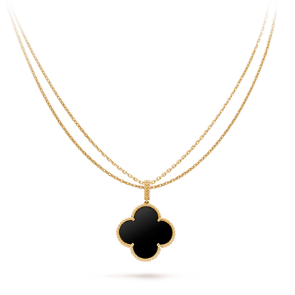 [Echo Fine ]CLOVER 25MM GOLD ONYX BIG CLOVER NECKLACE