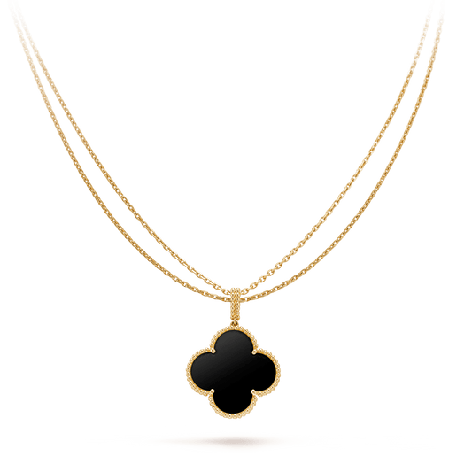 [Echo Fine ]CLOVER 25MM GOLD ONYX BIG CLOVER NECKLACE