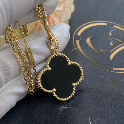 [Echo Fine ]CLOVER 25MM GOLD ONYX BIG CLOVER NECKLACE