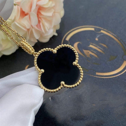 [Echo Fine ]CLOVER 25MM GOLD ONYX BIG CLOVER NECKLACE