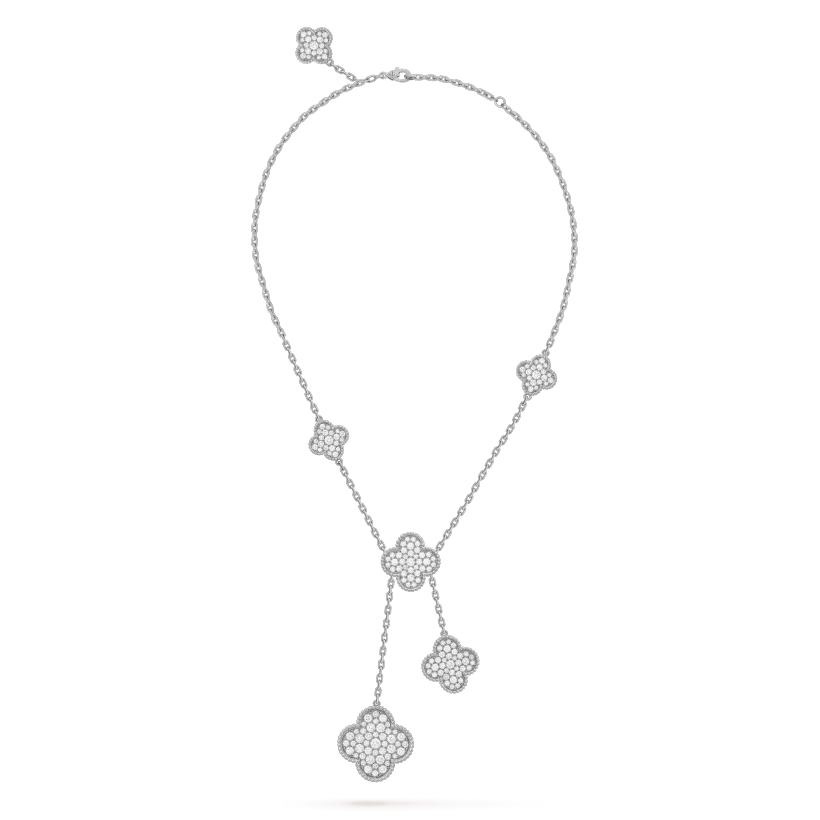 [Echo Fine ]CLOVER 5 MOTIFS SILVER DIAMONDS NECKLACE