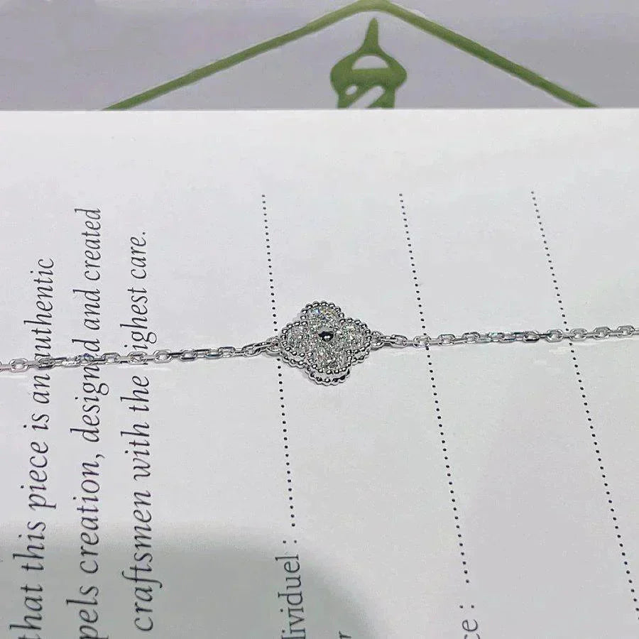 [Echo Fine ]CLOVER  SINGLE FLOWER BRACELET SILVER