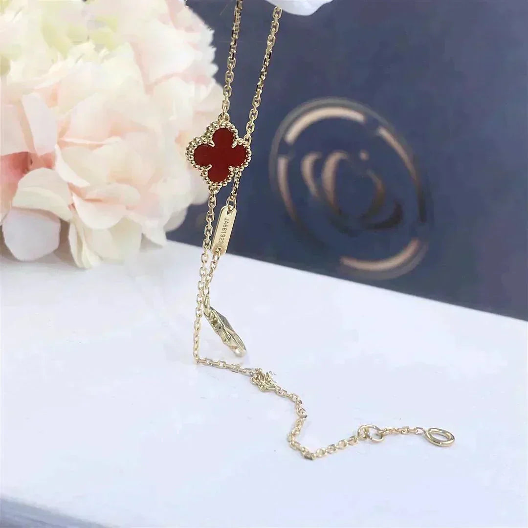 [Echo Fine ]CLOVER  CARNELIAN SINGLE FLOWER BRACELET
