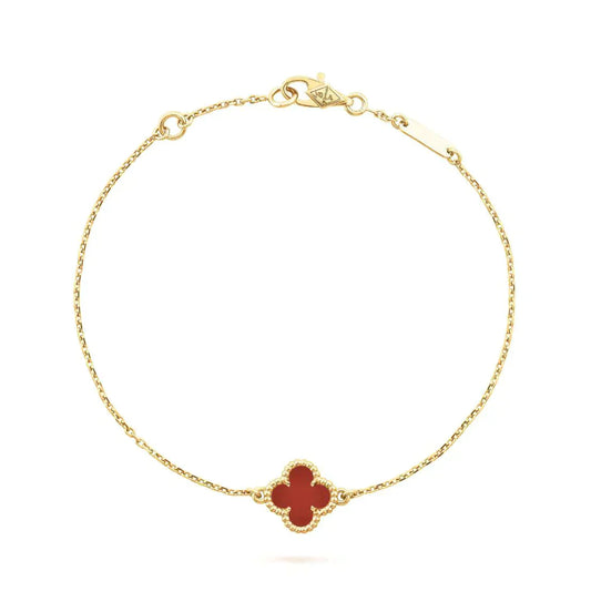 [Echo Fine ]CLOVER  CARNELIAN SINGLE FLOWER BRACELET