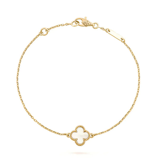 [Echo Fine ]CLOVER WHITE MOP SINGLE FLOWER BRACELET