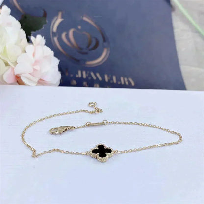 [Echo Fine ]CLOVER ONYX SINGLE FLOWER BRACELET