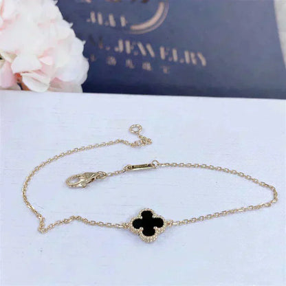 [Echo Fine ]CLOVER ONYX SINGLE FLOWER BRACELET