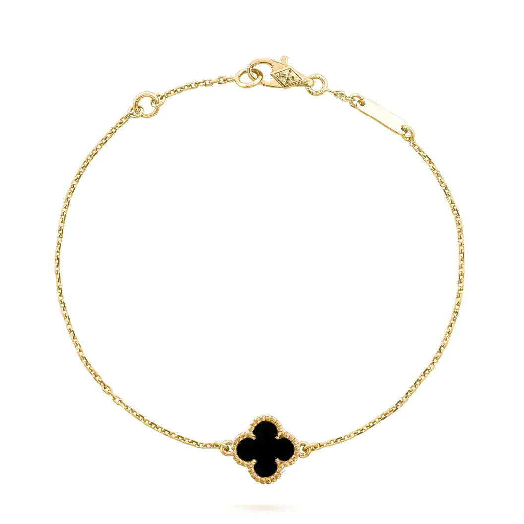 [Echo Fine ]CLOVER ONYX SINGLE FLOWER BRACELET