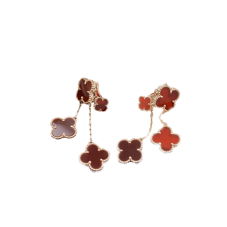 [Echo Fine ]CLOVER EARRINGS CARNELIAN 4 MOTIFS PINK GOLD