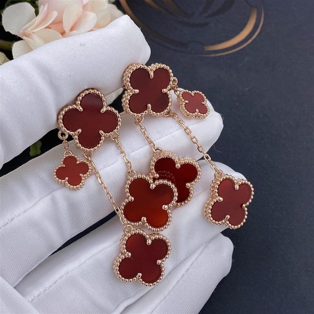 [Echo Fine ]CLOVER EARRINGS CARNELIAN 4 MOTIFS PINK GOLD