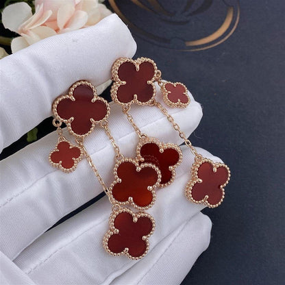 [Echo Fine ]CLOVER EARRINGS CARNELIAN 4 MOTIFS PINK GOLD
