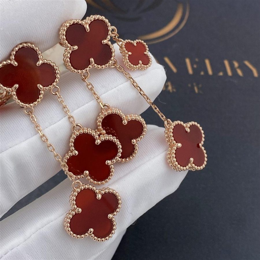[Echo Fine ]CLOVER EARRINGS CARNELIAN 4 MOTIFS PINK GOLD