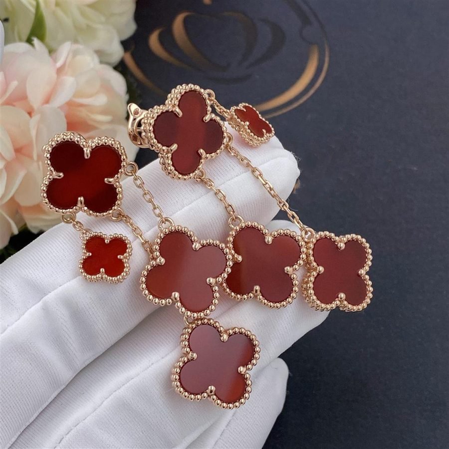 [Echo Fine ]CLOVER EARRINGS CARNELIAN 4 MOTIFS PINK GOLD
