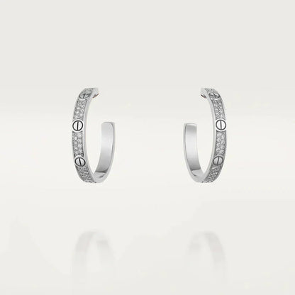 [Echo Fine ]LOVE DIAMOND SILVER HOOP EARRINGS