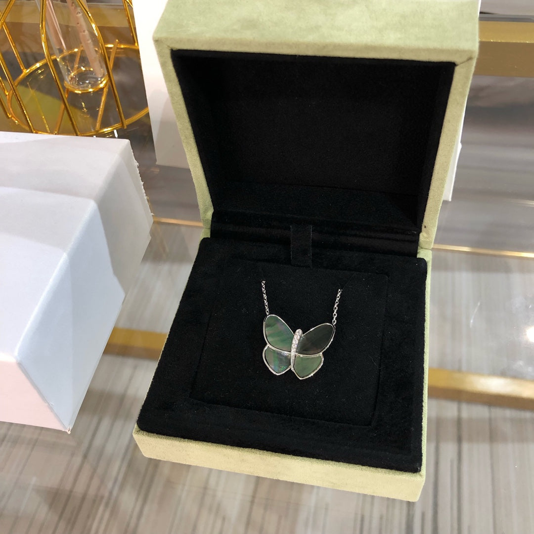 [Echo Fine ]LARGE BUTTERFLY SILVER PENDANT DIAMOND NECKLACE
